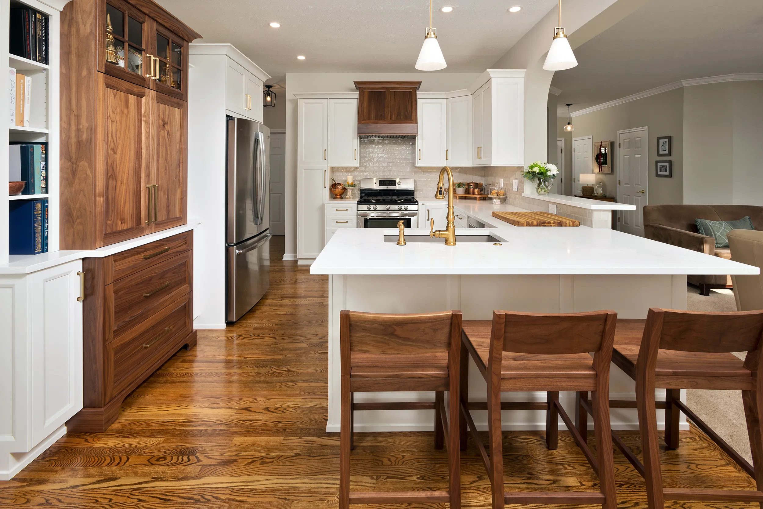 Custom kitchen renovation with white quartz countertops in Ballston Spa, NY